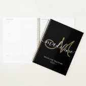 Elegantes Script Monogram Black Gold Planer (Anzeige)