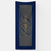 Elegantes Script Monogram Dark Navy Blue Gray & Go Banner (Vertikal)