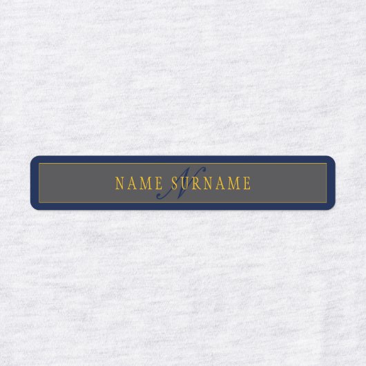 Elegantes Script Monogram Dark Navy Blue Gray & Go Etiketten (Design 2)
