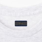 Elegantes Script Monogram Dark Navy Blue Gray & Go Etiketten (Befestigt)