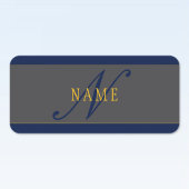 Elegantes Script Monogram Dark Navy Blue Gray & Go Etiketten