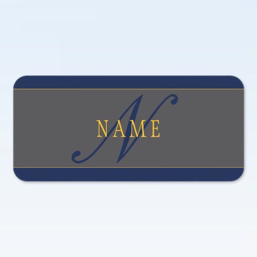 Elegantes Script Monogram Dark Navy Blue Gray & Go Etiketten