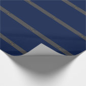 Elegantes Script Monogram Dark Navy Blue Gray & Go Geschenkpapier (Ecke)