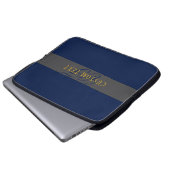 Elegantes Script Monogram Dark Navy Blue Gray & Go Laptopschutzhülle (Vorne Knopf)
