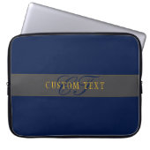 Elegantes Script Monogram Dark Navy Blue Gray & Go Laptopschutzhülle (Vorderseite)