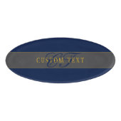 Elegantes Script Monogram Dark Navy Blue Gray & Go Namenschild (Vorderseite)