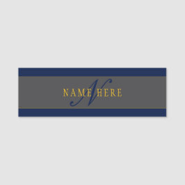 Elegantes Script Monogram Dark Navy Blue Gray & Go Namensschild