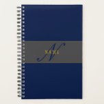 Elegantes Script Monogram Dark Navy Blue Gray & Go Planer<br><div class="desc">Elegantes Design im Monogramm-Stil. Passen Sie an,  wie Sie wollen!</div>