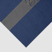 Elegantes Script Monogram Dark Navy Blue Gray & Go Seidenpapier (Ausschnitt)