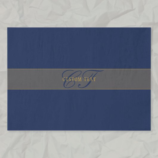 Elegantes Script Monogram Dark Navy Blue Gray & Go Seidenpapier