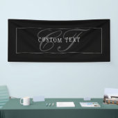 Elegantes Script Monogram Editable Black Gray Whit Banner (Messe)