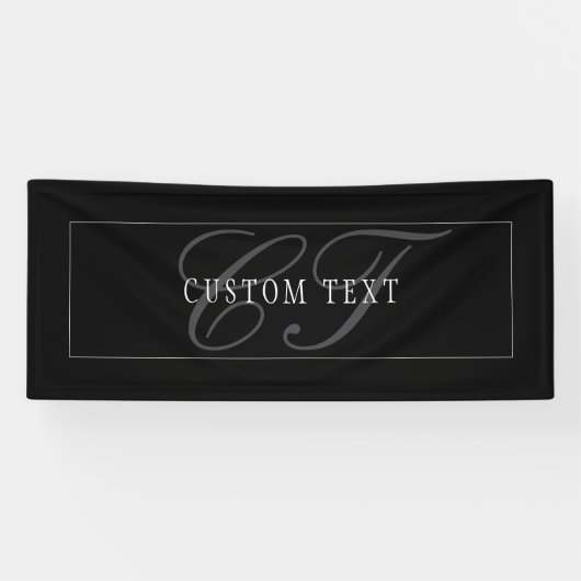 Elegantes Script Monogram Editable Black Gray Whit Banner (Horizontal)