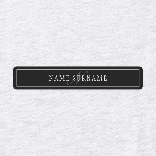Elegantes Script Monogram Editable Black Gray Whit Etiketten (Design 2)