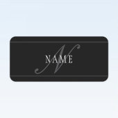 Elegantes Script Monogram Editable Black Gray Whit Etiketten