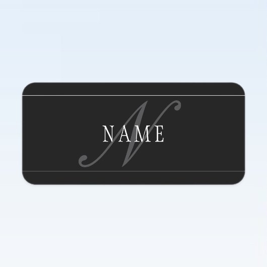 Elegantes Script Monogram Editable Black Gray Whit Etiketten