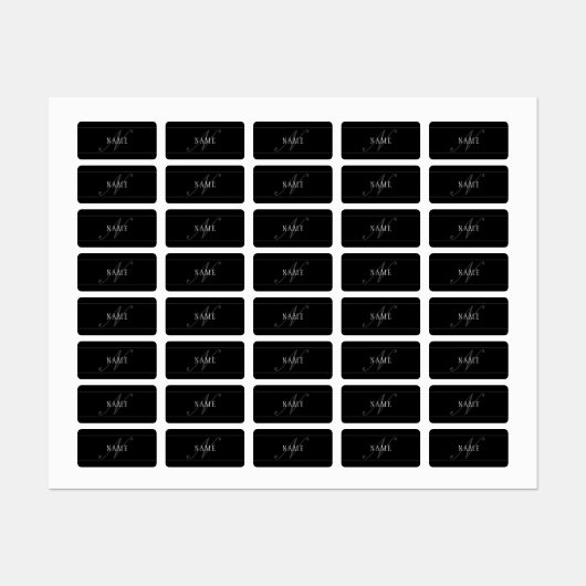 Elegantes Script Monogram Editable Black Gray Whit Etiketten (Blatt)