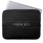 Elegantes Script Monogram Editable Black Gray Whit Laptopschutzhülle (Vorderseite)