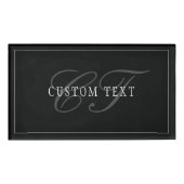 Elegantes Script Monogram Editable Black Gray Whit Namenschild (Vorderseite)