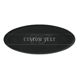 Elegantes Script Monogram Editable Black Gray Whit Namenschild