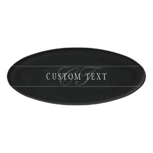 Elegantes Script Monogram Editable Black Gray Whit Namenschild