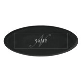 Elegantes Script Monogram Editable Black Gray Whit Namenschild (Vorderseite)