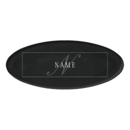 Elegantes Script Monogram Editable Black Gray Whit Namenschild