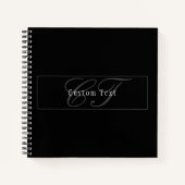 Elegantes Script Monogram Editable Black Gray Whit Notizblock (Vorderseite)