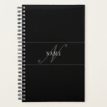 Elegantes Script Monogram Editable Black Gray Whit Planer<br><div class="desc">Elegantes Texdesign,  nach Ihren Wünschen anpassen!</div>