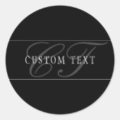 Elegantes Script Monogram Editable Black Gray Whit Runder Aufkleber (Vorderseite)