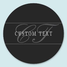 Elegantes Script Monogram Editable Black Gray Whit Runder Aufkleber