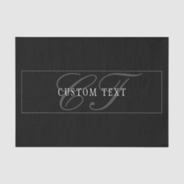 Elegantes Script Monogram Editable Black Gray Whit Seidenpapier