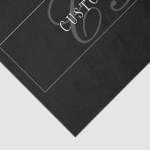 Elegantes Script Monogram Editable Black Gray Whit Seidenpapier (Ausschnitt)