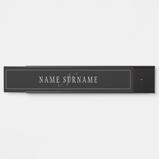 Elegantes Script Monogram Editable Black Gray Whit Türschild (Vorderseite )