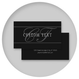 Elegantes Script Monogram Editable Black Gray Whit Visitenkarte