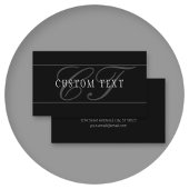 Elegantes Script Monogram Editable Black Gray Whit Visitenkarte