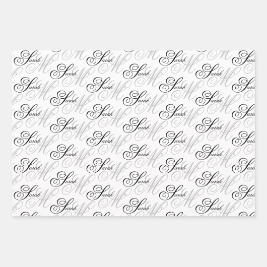 Elegantes Script Monogram Geschenkpapier Set (Vorderseite 3)