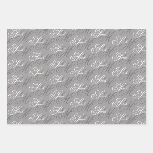 Elegantes Script Monogram Geschenkpapier Set (Vorderseite 2)