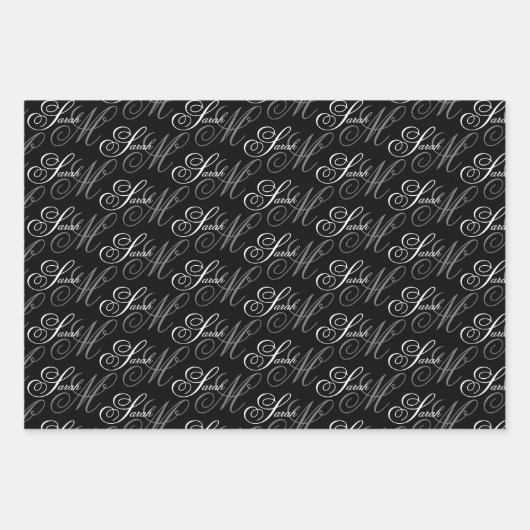 Elegantes Script Monogram Geschenkpapier Set (Vorderseite)