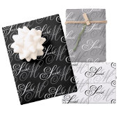Elegantes Script Monogram Geschenkpapier Set