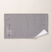 Elegantes Script Monogram Gray Linen Effect Handtu Badhandtuch Set (Handtuch)