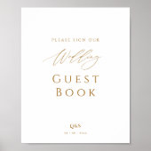 Elegantes Script Monogram Guest Book Wedding Sign Poster (Vorne)