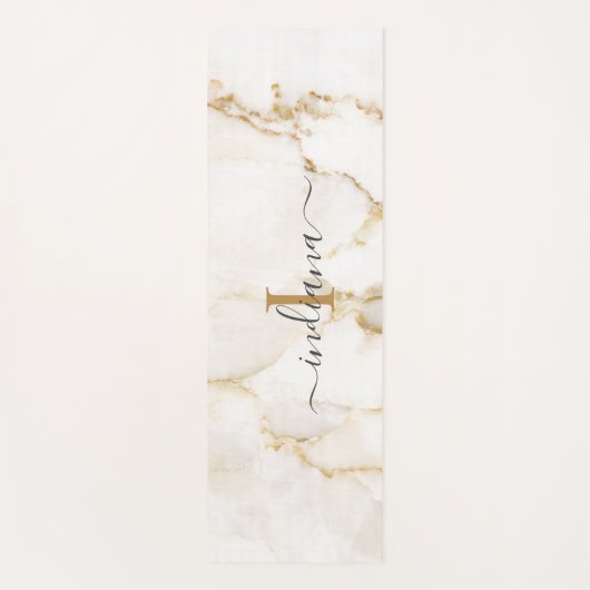 Elegantes Script Monogram Marble Muster Yogamatte (Vorderseite)