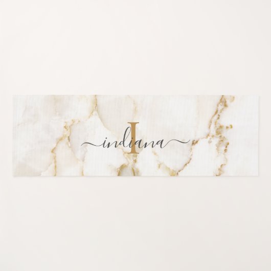 Elegantes Script Monogram Marble Muster Yogamatte (Vorderseite (Horizontal))