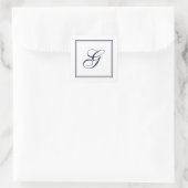 Elegantes Script Monogram mit Border Square Sticke Quadratischer Aufkleber (Tasche)