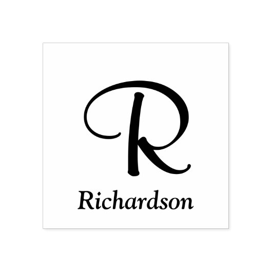 Elegantes Script Monogram mit Name Gummistempel (Prägung)