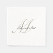 Elegantes Script Monogram mit Namen Wedding Napkin Serviette (Vorderseite)