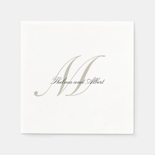 Elegantes Script Monogram mit Namen Wedding Napkin Serviette (Vorderseite)