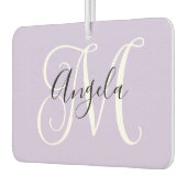 Elegantes Script Monogram Pale Lavender-Foto Autolufterfrischer (Links)