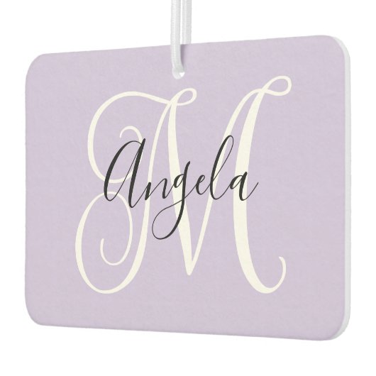 Elegantes Script Monogram Pale Lavender-Foto Autolufterfrischer (Links)