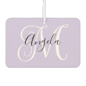 Elegantes Script Monogram Pale Lavender-Foto Autolufterfrischer (Vorderseite)